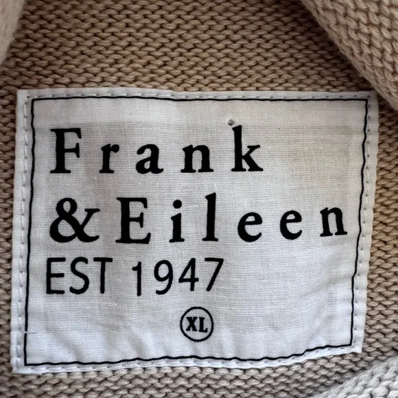 Frank & Eileen Monterey Cotton Funnel Neck Sweater Size XL sand white